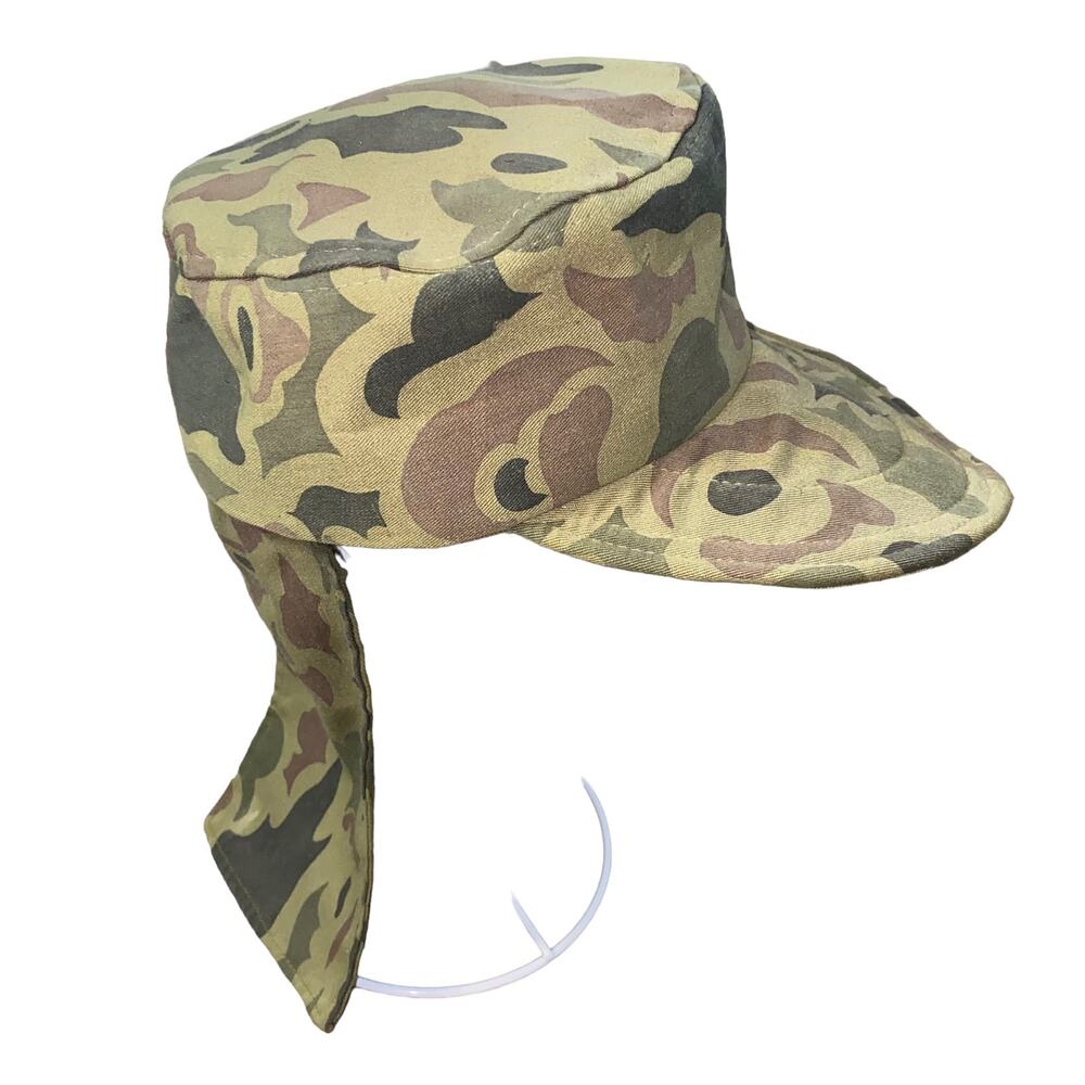 Vintage Military Fatigue Tactical Combat Kepi Cap Hat Neck Camouflage Medium